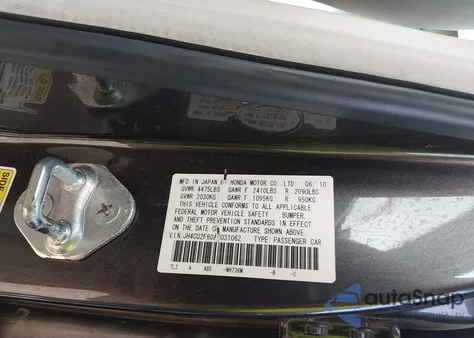 2010 Acura Tsx 2.4 из США, поврежденный, VIN JH4CU2F60AC031062